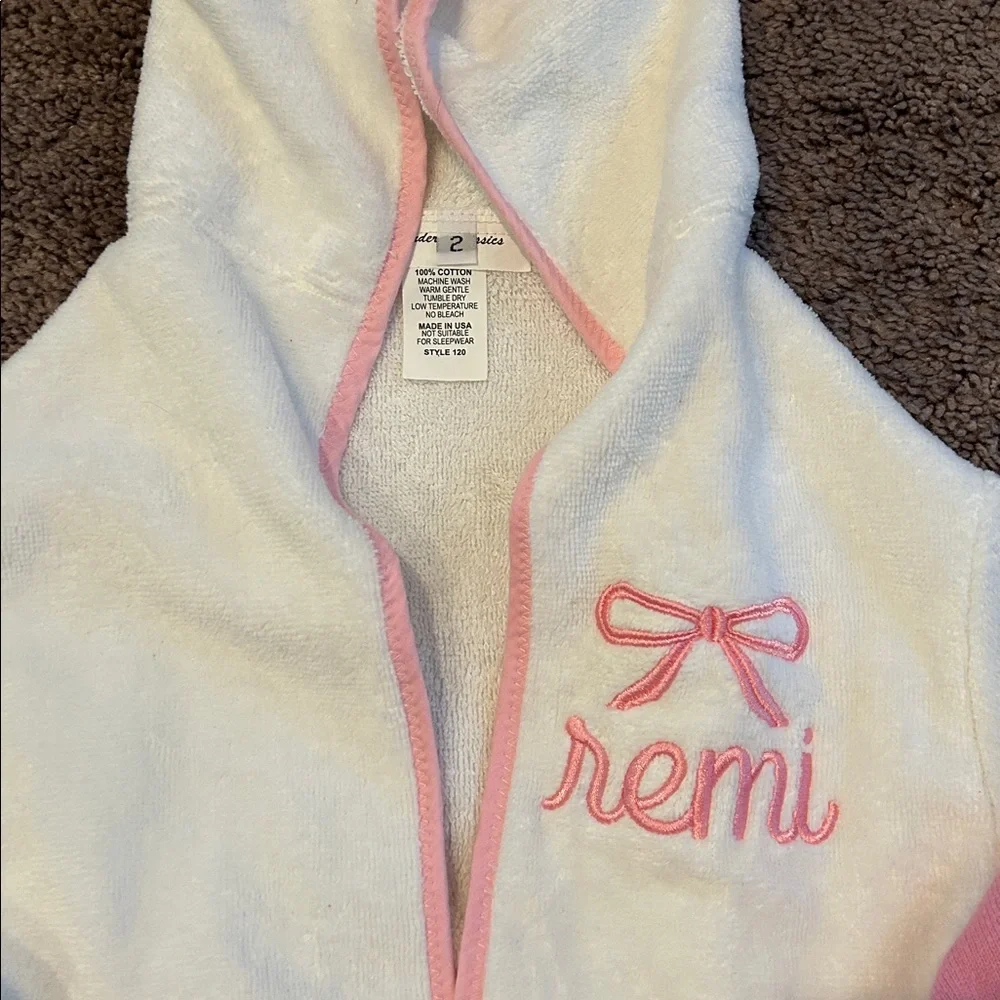 “Remi” personalized pink sweater & white robe toddler bundle!